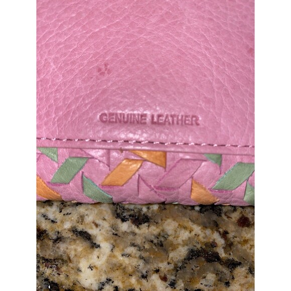 WOVEN Rolf’s Genuine LEATHER PINK WALLET Organizer 10 Card Holder Slots NEW TAGS - Picture 3 of 5